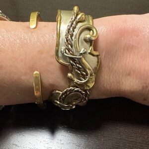 Brutalist mixed metal bronze bracelet